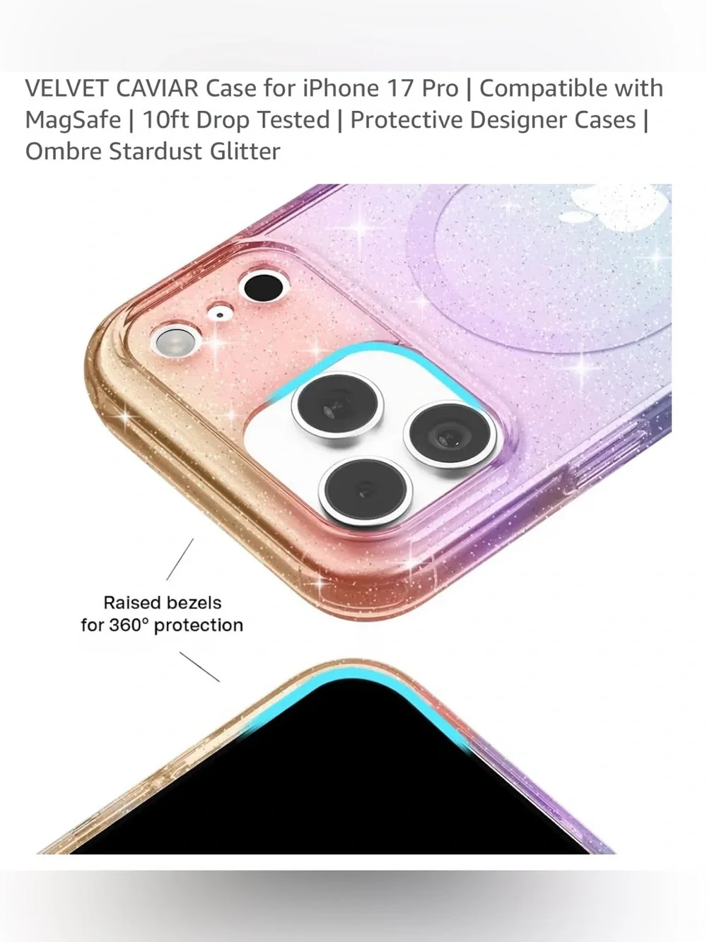 Velvet Caviar Ombre Stardust Glitter Phone Case — Pink, Purple & Blue